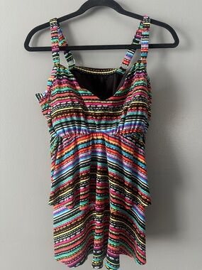 Trimshaper size 20W tankini multi color bohemian resortwear festival beach